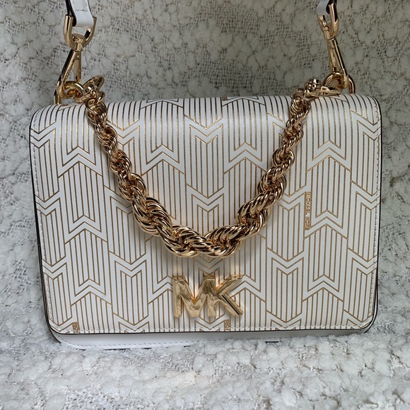 Michael Kors Mott Metallic Deco Chain Shoulder Bag - Picture 2 of 8